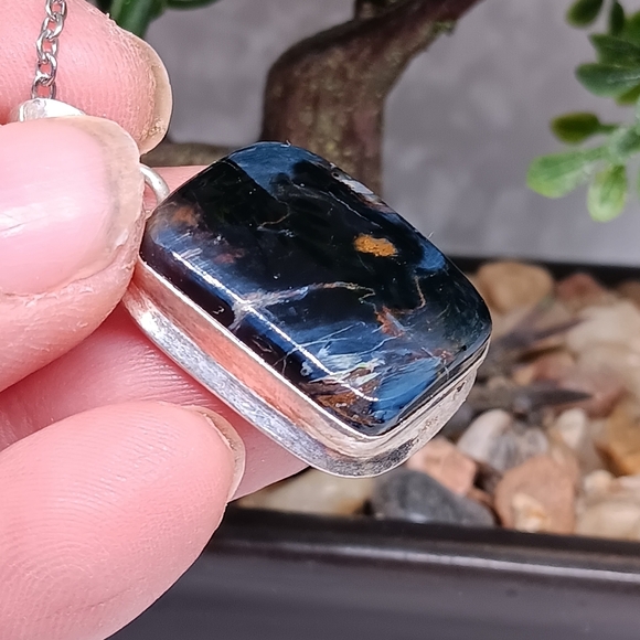 Pietersite .925 Sterling Pendant Charm - Picture 2 of 3